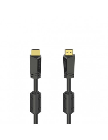 Кабел HAMA High Speed, HDMI мъжко - HDMI мъжко, 4K, 18GB/s, Ethernet , 15 м, позл. конектори, 2 филтъра