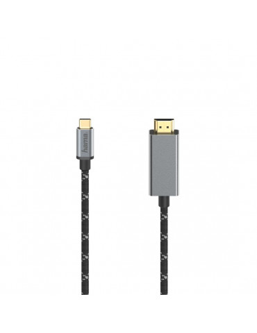 Кабел HAMA USB-C мъжко - HDMI мъжко, Ultra-HD, 4K@60 Hz, 1.5м, Алуминий, Позлатени конектори