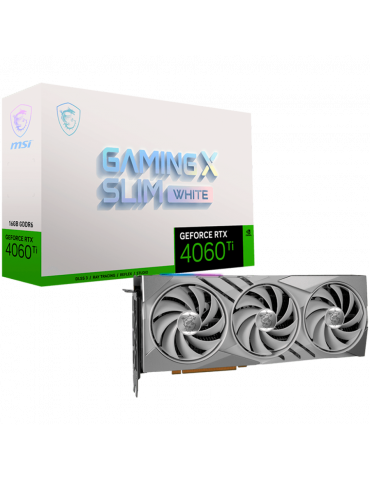 Видео карта MSI GeForce RTX 4060 Ti GAMING X SLIM WHITE 16G, 16GB GDDR6X, 128-bit