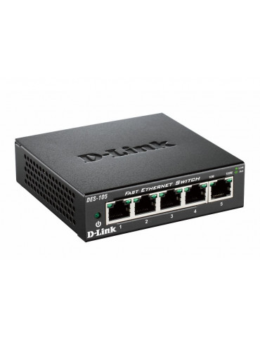 Суич D-Link 5-port 10/100 Metal - DES-105