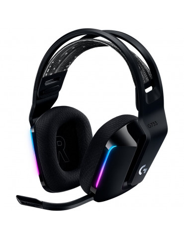 Безжични геймърски слушалки Logitech G733 LIGHTSPEED RGB, черен - 981-000864