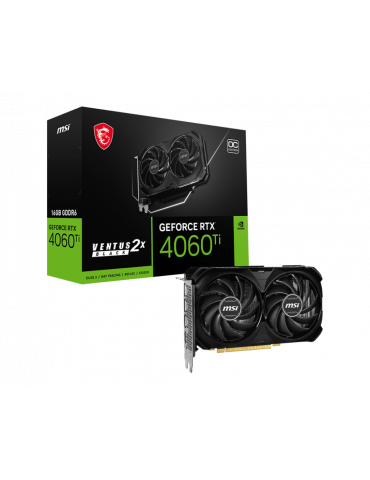 Видео карта MSI Nvidia GeForce RTX 4060 Ti VENTUS 2X BLACK 16G OC, 16GB GDDR6, 128bit