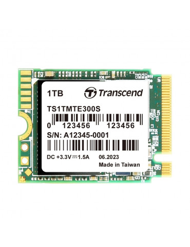 SSD диск Transcend 1TB, M.2 2230, PCIe Gen3x4, NVMe, 3D TLC, DRAM-less - TS1TMTE300S