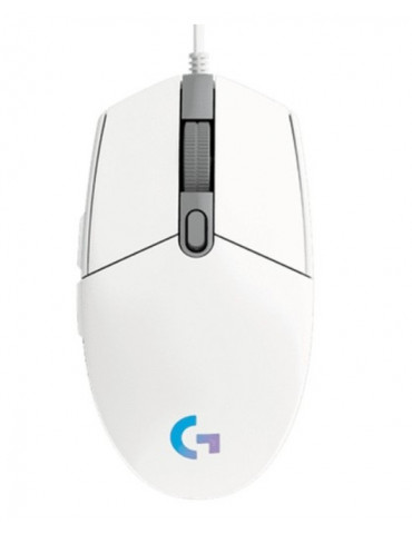 Геймърска мишка Logitech G102, RGB, бял -  910-005824