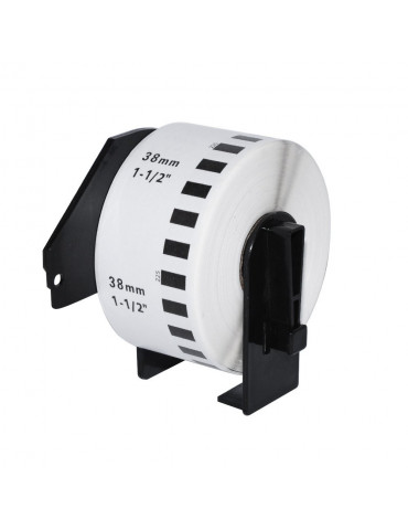 Makki съвместими етикети Brother DK-22225 - White Continuous Length Paper Tape 38mm x 30.48m, Black on White - MK-DK-22225