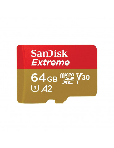 SD карта SANDISK Extreme microSDXC, 64GB, Class 10 U3, V30 80 MB/s - SDSQXAH-064G-GN6MA