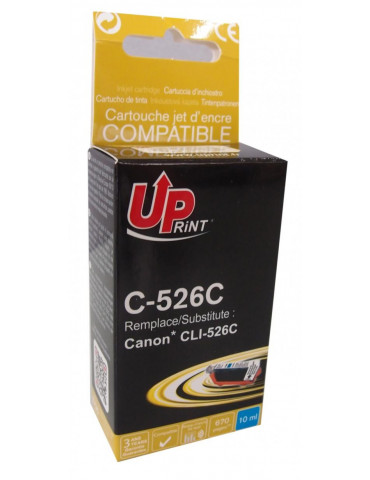 Мастилница UPRINT CLI526 CANON, С чип, Cyan