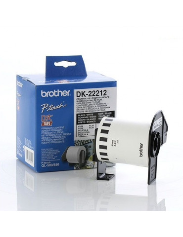 Brother DK-22212 White Continuous Length Film Tape 62mm x 15.24m, Black on White