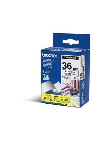 TZ Tape BROTHER 36mm BLACK  ON WHITE FLEXIBLE ID