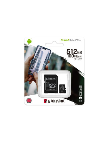 Карта памет Kingston 512GB Canvas Select Plus microSDHC 512GB, Class 10 UHS-I