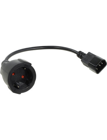 Захранващ кабел VCom  Cable Power Ext IEC 320 C14 / SCHUKO F 0.2m 16A Black - CE002-CU1.5mm-0.2m
