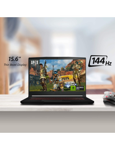 Лаптоп MSI Thin GF63 12VE, Intel i5-12450H, 15.6" FHD AG, 144Hz, IPS, 16GB RAM, 512GB SSD, RTX 4050 6GB GDDR6, 84 key Red Backlit KBD, Black - 9S7-16R821-643