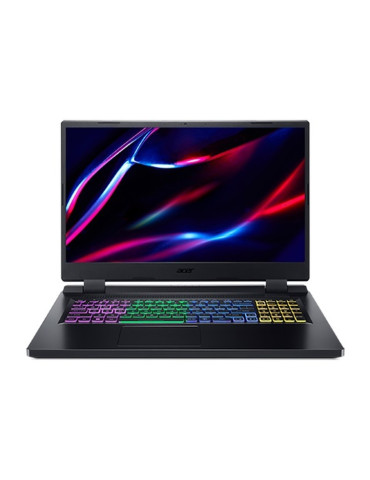 Лаптоп Acer Nitro 5, AN517-55-74T3, Intel i7-12650H, 17.3" FHD IPS, 144Hz, 8GB DDR5 RAM, 1TB SSD, RTX 4050 6GB GDDR6, RGB Backlit KB, No OS, Black - NH.QLGEX.00F