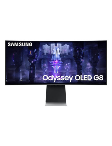 Монитор Samsung LC34G85SB, 34" CURVED OLED, 1800R, 175 Hz, 0.1ms, 21:9, 3440x1440, DisplayHDR True Black 400, FreeSync, Smart, USB C, MiniDP, MicroHDMI, Wi-Fi 5, BT 5.2, Speakers, Silver - LS34BG850SUXEN