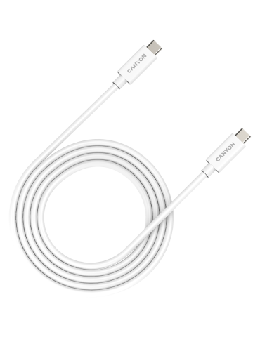 Кабел Canyon UC-42, U4-CC-5A2M-E, USB4 TYPE-C to TYPE-C cable assembly 20G 2m 5A 240W(ERP) with E-MARK, CE, ROHS, white - CNS-USBC42W