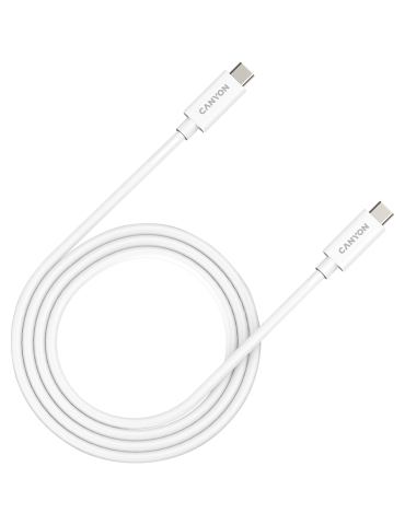 Кабел Canyon UC-44, U4-CC-5A1M-E, USB4 TYPE-C to TYPE-C cable assembly 40G 1m 5A 240W(ERP) with E-MARK, CE, ROHS, white - CNS-USBC44W