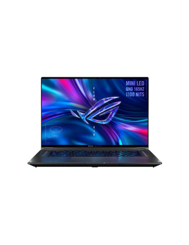 Лаптоп Asus ROG Flow X16 GV601VI-NL010X, Intel i9-13900H, 16" QHD+ 16:10 2560 x 1600, WQXGA 240Hz Touch, 32GB DDR5 RAM, 2TB SSD, Nvidia RTX 4070 8GB GDDR6, Illum. Kbd RGB, Win11 Pro, Off Black - 90NR0G01-M000J0