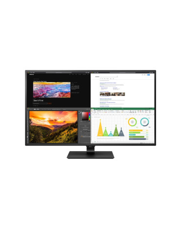 Монитор LG 43UN700P-B, 42.50" IPS AG, 400 cd/m2, 3840x2160, 8ms, HDR 10, HDMI, DP, USB-C, USB, 10W x 2, Headphone out, PIP, 4 PBP, Black