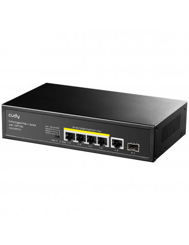 Суич Cudy GS1005PTS1, 5 портов, 10/100/1000, PoE  Switch 120W, 1 SFP Slot