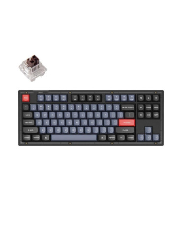 Геймърска механична клавиатура Keychron V3 TKL Knob QMK Frosted Black Translucent, Keychron K Pro Brown Switch, RGB Backlight - V3-C3