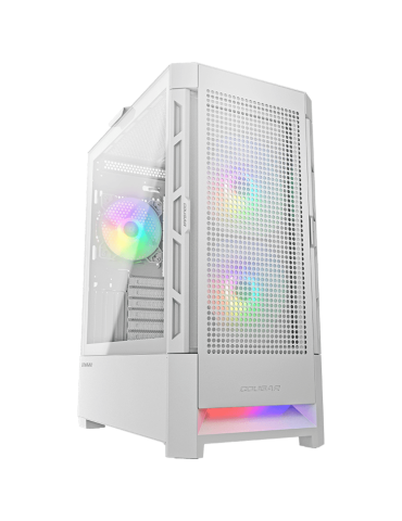 Кутия за компютър Cougar Airface RGB White, Mid Tower, 2x 140 1x120 ARGB Fans, Tempered Glass, CEB, E-ATX - CG385ZD100005