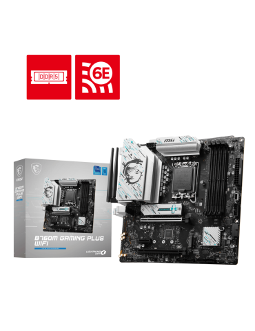 Дънна платка MSI B760M GAMING PLUS WIFI, LGA 1700, 4xDDR5, WI-Fi 6E, BT - 911-7D99-017