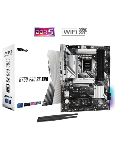 Дънна платка AsRock B760 Pro RS WiFi, B760, LGA1700, DDR5, PCIe 5.0, 2x M.2, USB Type-C, Wi-Fi 6E, Bluetooth, ATX