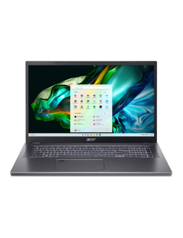 Лаптоп Acer Aspire 5, A517-58M-566N, Intel i5-1335U, 17.3" FHD IPS, 16GB DDR5 RAM, 512GB SSD,KB Backlight, No OS, Gray - NX.KHNEX.002