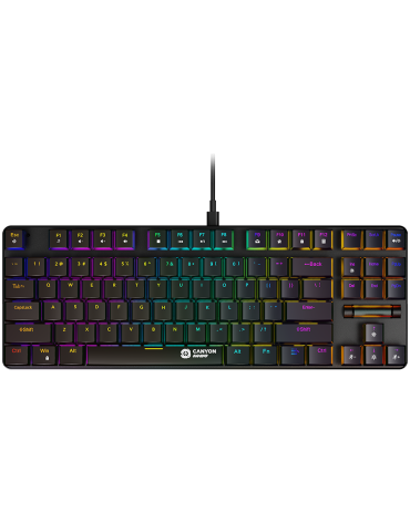 Геймърска механична клавиатура Canyon Cometstrike TKL GK-50, 87keys, 50million times life, with VS11K30A solution, GTMX red switch, Rainbow backlight, US, black - CND-SKB50-US