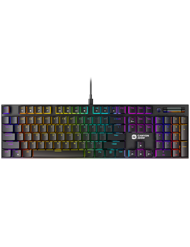 Геймърска механична клавиатура Canyon Cometstrike TKL GK-55, 104keys, 50million times life, with VS11K28A solution, GTMX red switch, RGB, black - CND-SKB55-US