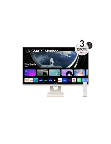 Монитор LG 27SR50F-W, 27" IPS Smart webOS23, AG, 5ms, FHD, HDR 10, HDMI, USB, Wi-Fi B/in, Reader Mode, Speakers 5W x 2, Tilt, Black