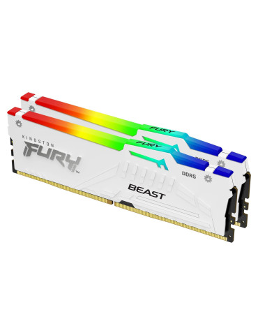 RAM памет Kingston 32GB (2x16GB) DDR5 6000MHz CL30 FURY Beast White RGB XMP - KF560C30BWEAK2-32