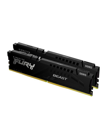 RAM памет Kingston 32GB(2x16GB) DDR5 6400MHz CL32 FURY Beast Black, AMD Expo - KF564C32BBEK2-32