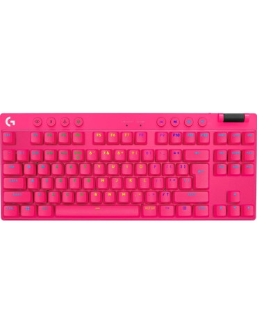 Геймърска механична клавиатура Logitech G Pro X TKL Lightspeed Tactile Switch, Magenta - 920-012159