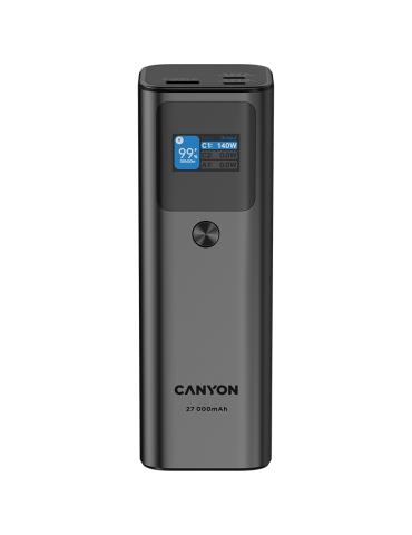 Външна батерия Canyon PB-2010, 27000mAh/97.2Wh Li-poly, TFT display, Dark Grey - CNE-CPB2010DG