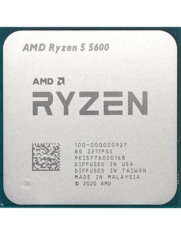 Процесор AMD Ryzen 5 5600, AM4 Socket, 6 Cores, 12 Threads, 3.5GHz(Up to 4.4GHz), 35MB Cache, 65W, Tray, без охладител и оригинална опаковка - 100-100000927