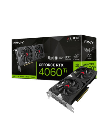 Видео карта PNY Nvidia GeForce RTX 4060 Ti 8GB GDDR6 XLR8 Gaming VERTO Dual Fan OC, 128 bit - VCG4060T8DFXPB1-O