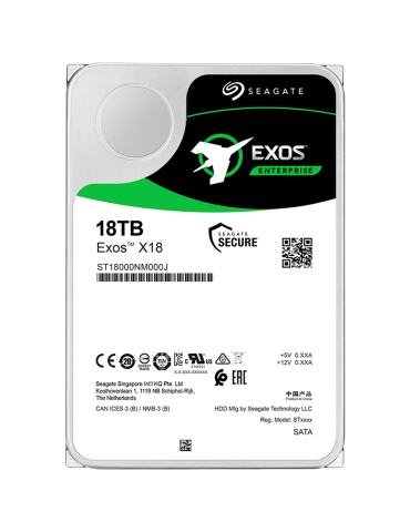 Твърд диск Seagate Exos X18 18TB ( 3.5", 256MB, 7200 RPM, SATA 6Gb/s ) - ST18000NM000J