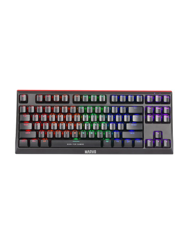 Механична геймърска клавиатура Marvo KG953G, Blue switches, 87 keys TKL, RGB - MARVO-KG953G