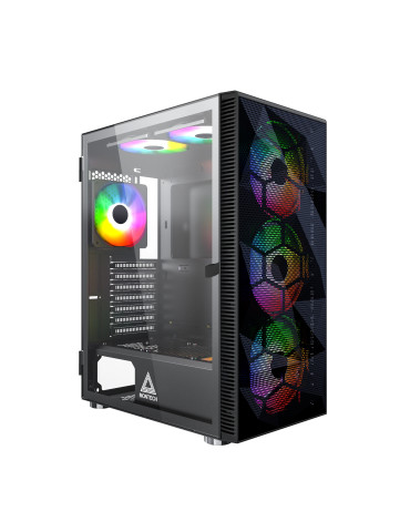 Кутия за компютър Montech X3 MESH, Mid-tower Case, TG, 6 fixed RGB Fans, Black - MONTECH-X3-MESH-BK