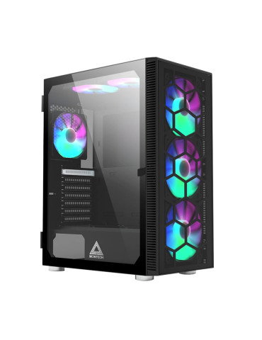 Кутия за компютър Montech X3 GLASS, Mid-tower Case, TG, 6 fixed RGB Fans, Black - MONTECH-X3-GLASS-BK