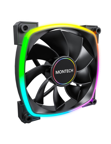 Вентилатор Montech RX140 PWM, REVERSE Fan, 140mm, ARGB, Black - MONTECH-RX140-PWM-BK