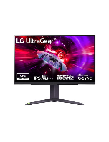 Монитор LG 27GR75Q-B, UltraGear 27" IPS, AG, 1ms GtG, 165Hz, 300cd/m2, QHD 2560x1440, HDR 10, sRGB 99%, AMD FreeSync, G-SYNC Compatible, HDMI, DP, Headphone Out, Reader mode, Black Stabilizer, Black