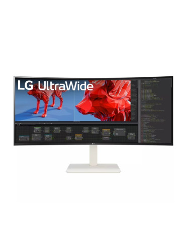 Монитор LG 38WR85QC-W, 37.5" UltraWide AG , Curved 21:9 IPS , 1 ms (GtG), 450 cd/m2, WQHD  (3840x1600), HDR600, DCI-P3 98% , AMD FreeSync, NVIDIA G-SYNC, 144Hz, Type-C, RJ45,  7Wx2, HDMI, DP, KVM, Black