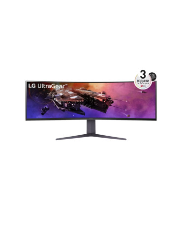 Монитор LG 45GR75DC-B, 44.5" Ultragear VA AG, 1ms, 32:9 Curved 1500R Gaming QHD (5120x1440), 200HZ, 400cd/m2, DCI-P3 95%, FreeSync, NVIDIA G-Sync, HDR 600 ,VRR, USB Type-C, HDMI, DP, Black