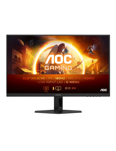 Монитор AOC 24G4XE, 23.8" IPS WLED, 180Hz, 1ms GtG, 0.5ms MPRT, 300cd m/2, 1000:1, 80M:1 DCR, Adaptive Sync, Low Blue Mode, 2Wx2, HDMI, DP