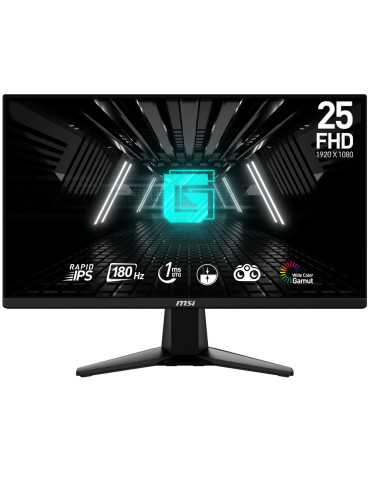 Монитор MSI G255F, 24.5", Rapid IPS, 180Hz, 1ms, FHD, Anti-glare, Adaptive-sync, Night Vision, Frameless, Anti-Flicker, Less Blue Light, 300 nits, 100M:1, DP, HDMI, Headphone out - 9S6-3BC01M-002