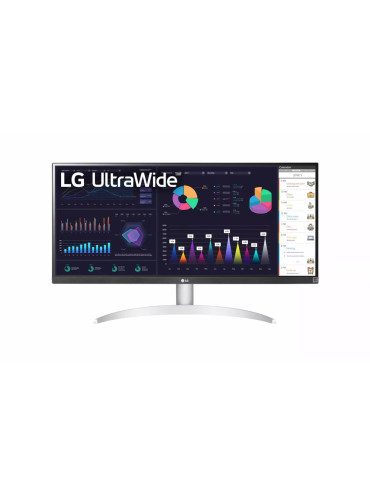 Монитор LG 29WQ600-W, 29" UltraWide FullHD, IPS , 1ms MBR, 1000:1, 250 cd/m2, 21:9, 2560 x 1080, HDR 10, sRGB 99%, FreeSync, 100Hz, Type-C, Speacers, HDMI, DP, Headphone Out, Black