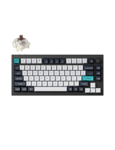 Безжична геймърска механичка клавиатура Keychron Q1 MAX Gateron Jupiter Brown Switch, Carbon Black - Q1M-M3