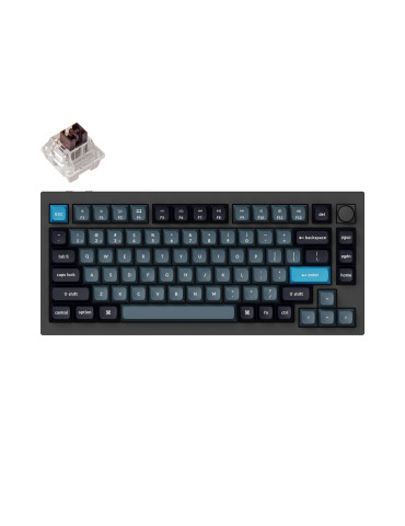 Геймърска механична клавиатура Keychron Q1 Pro Black-Blue QMK TKL K Pro Brown Switch RGB LED PBT - Q1P-M3